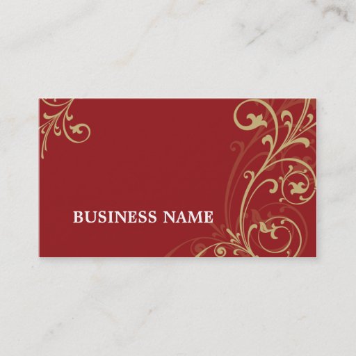 Customizable BUSINESS CARD fabulous elegant flourish red gold