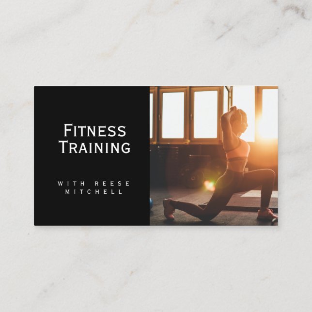 Business Card, Fitness Training Black and White Card (Back)