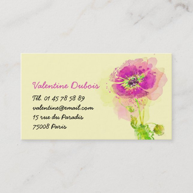 Business card Fleur Aquarelle (Front)