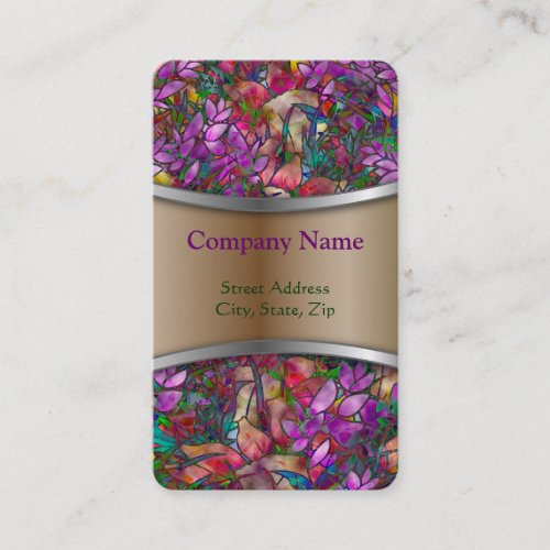 Business Card Floral Abstract Stained Glass