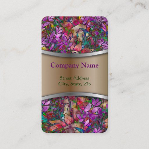 Customizable Business Card Floral Abstract Stained Glass