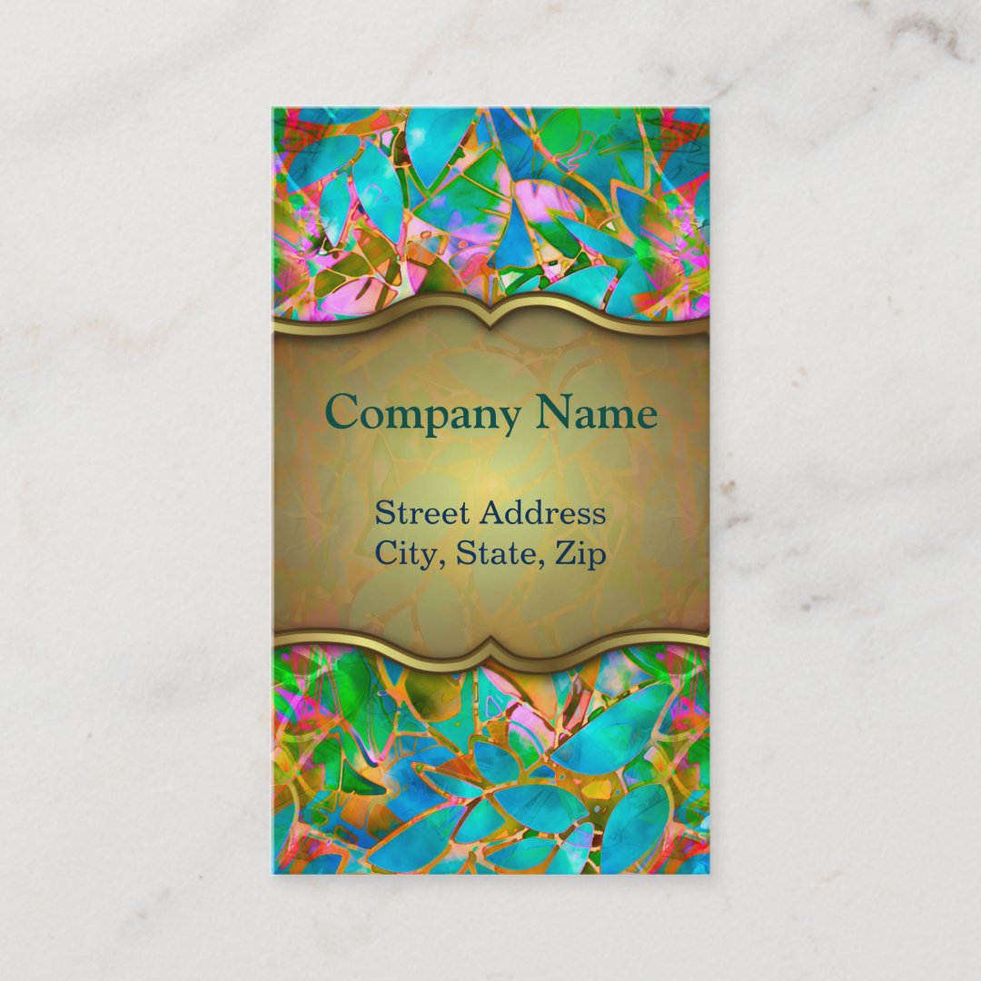 Business Card Floral Abstract Stained Glass Zazzle