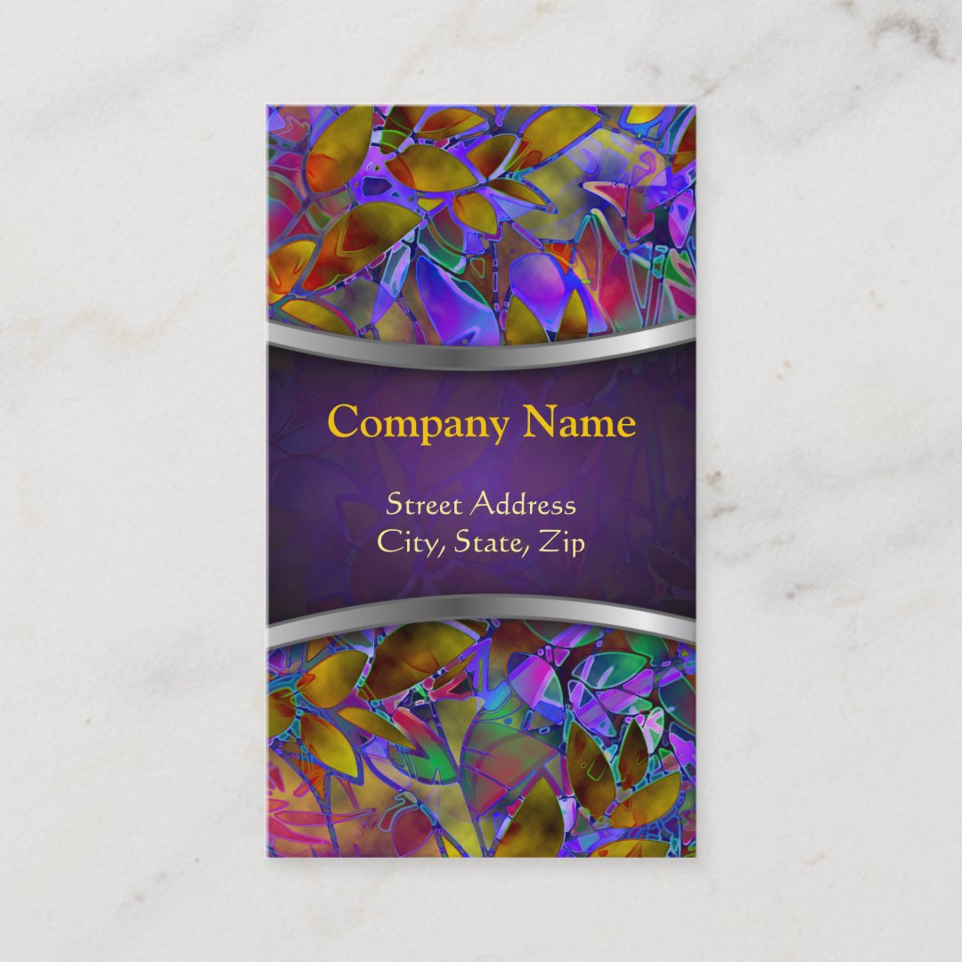 Business Card Floral Abstract Stained Glass Zazzle