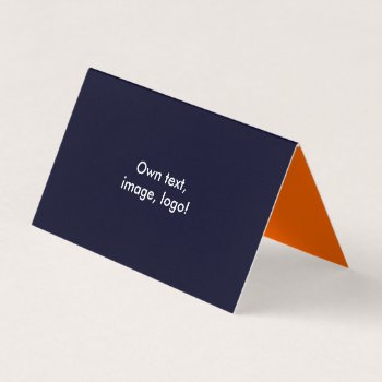 Business Card Folded Tent H Dark Blue- Orange by Oranjeshop at Zazzle