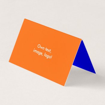 Business Card Folded Tent H Orange-royal Blue by Oranjeshop at Zazzle