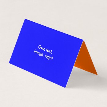Business Card Folded Tent H Royal Blue-orange by Oranjeshop at Zazzle