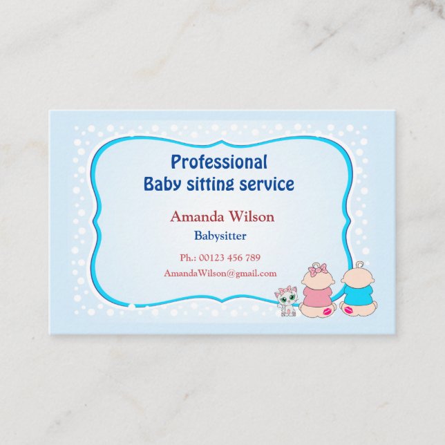 Business card  for babysitter & childcare (Front)