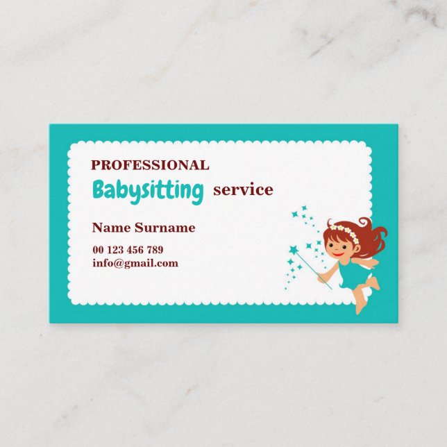 Business card for babysitter, childcare (Front)