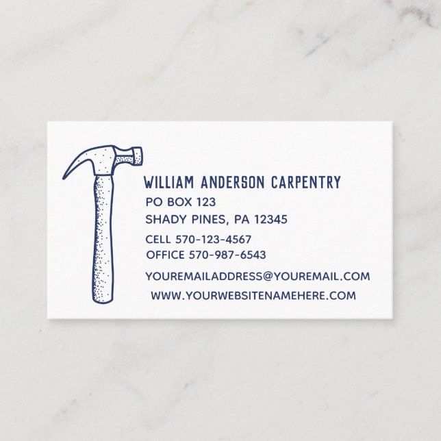 Business Card for Carpenters and Woodworkers (Front)