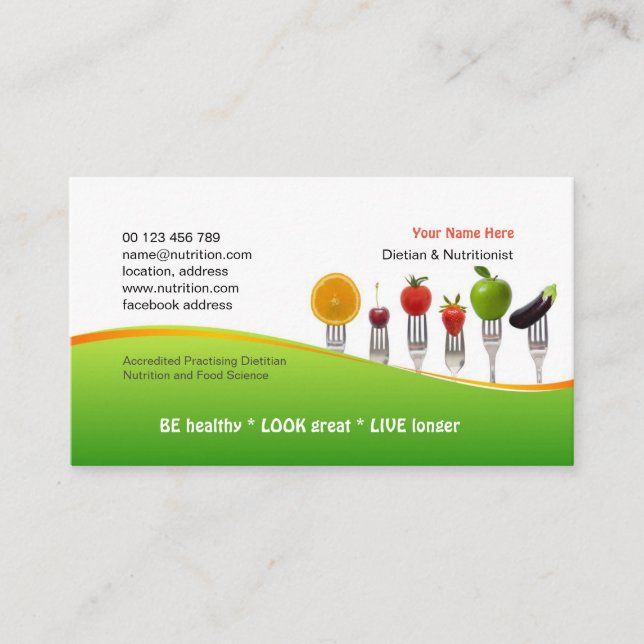 Business card  for Dietitian & Nutritionist (Front)