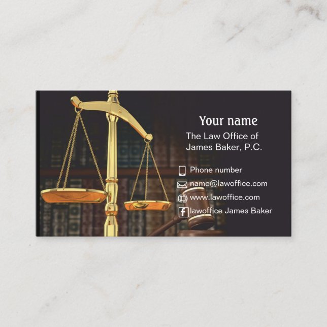 Business card for lawyer, attorney, counsel (Front)