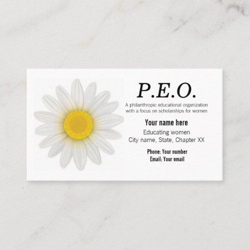 Business card for PEO members