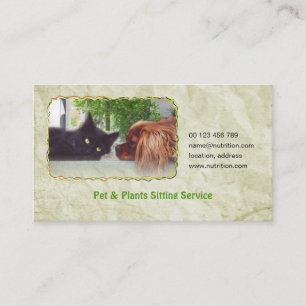 business card for Pet & Plants Sitting Service