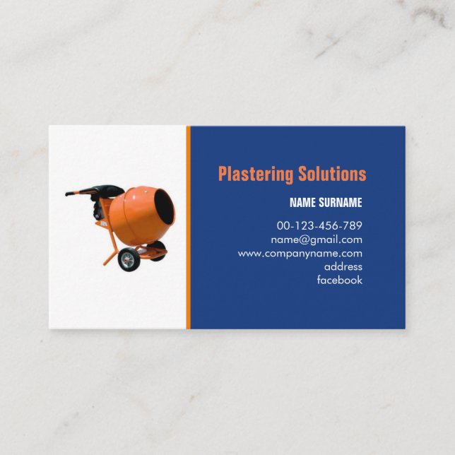 business card for Plastering services & solutions (Front)