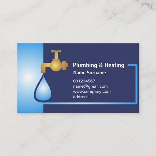 Business card for Plumbing  heating master