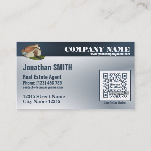 Business card for real estate agent with QR code