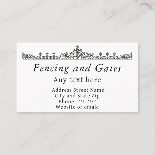 Business Card for the sellers of fences and gates