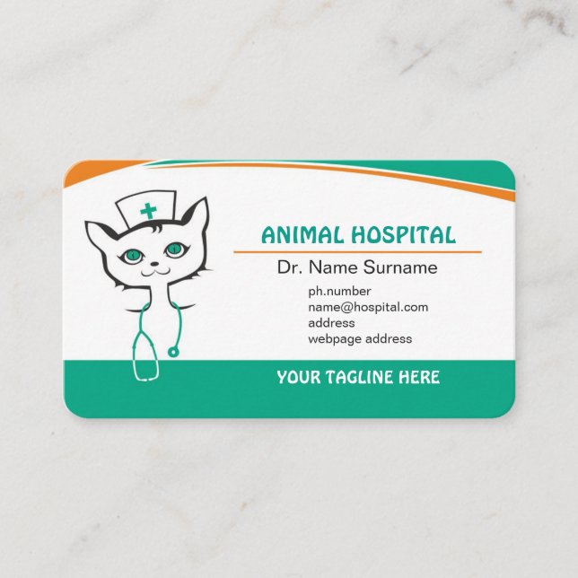 business card for veterinary doctor or clinic (Front)