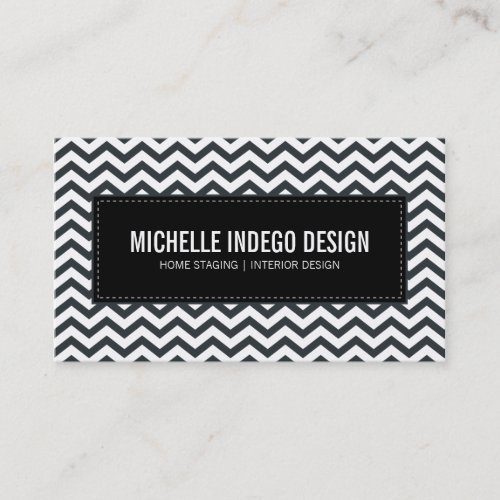 BUSINESS CARD fresh chevron pattern black white