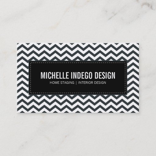 Customizable BUSINESS CARD fresh chevron pattern black white
