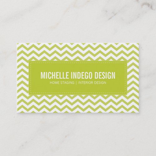 BUSINESS CARD fresh chevron pattern lime green