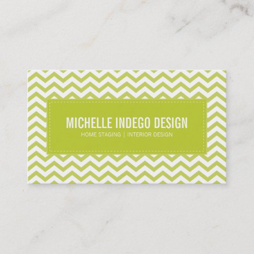 Customizable BUSINESS CARD fresh chevron pattern lime green
