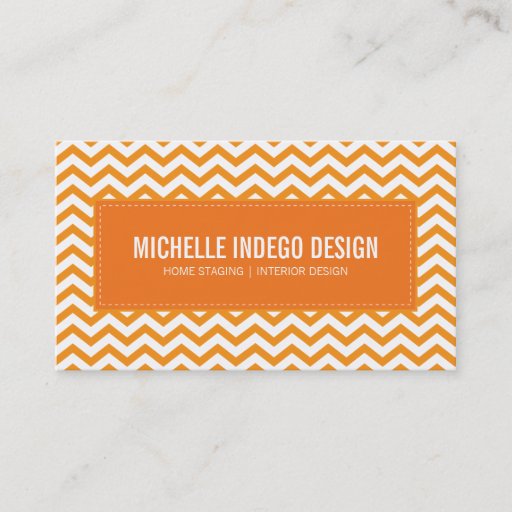 Customizable BUSINESS CARD fresh chevron pattern orange