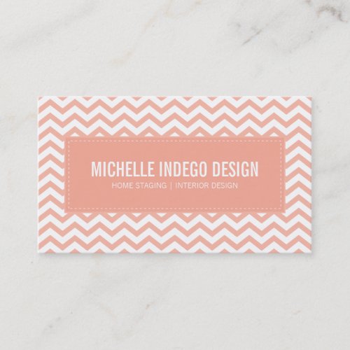 BUSINESS CARD fresh chevron pattern pale coral
