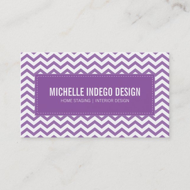 BUSINESS CARD fresh chevron pattern purple (Front)