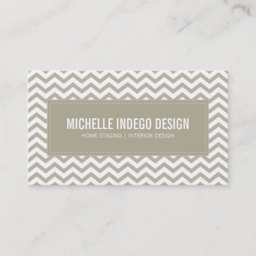 BUSINESS CARD fresh chevron pattern taupe