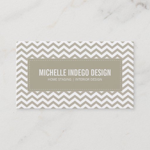 Customizable BUSINESS CARD fresh chevron pattern taupe