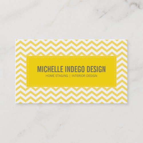 BUSINESS CARD fresh chevron pattern yellow grey