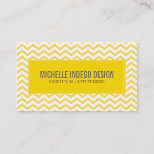 Customizable BUSINESS CARD fresh chevron pattern yellow grey