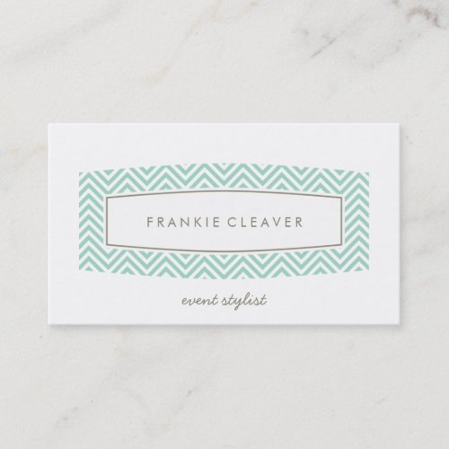 BUSINESS CARD fresh chevron patterned panel mint