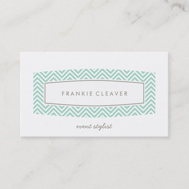 BUSINESS CARD fresh chevron patterned panel mint (Front)