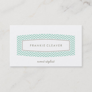 BUSINESS CARD fresh chevron patterned panel mint