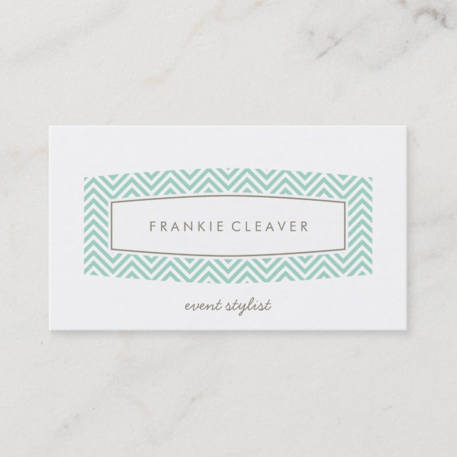 BUSINESS CARD fresh chevron patterned panel mint (Front)