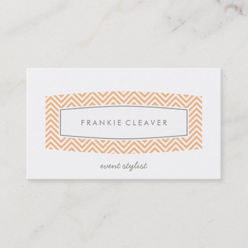 BUSINESS CARD fresh chevron patterned panel peach