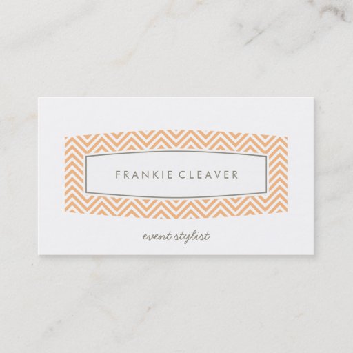 Customizable BUSINESS CARD fresh chevron patterned panel peach