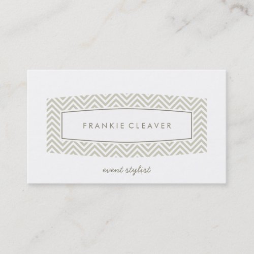 BUSINESS CARD fresh chevron patterned panel taupe