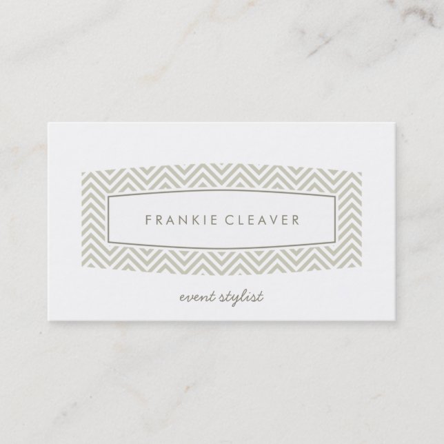 BUSINESS CARD fresh chevron patterned panel taupe (Front)