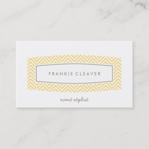 Customizable BUSINESS CARD fresh chevron patterned panel yellow
