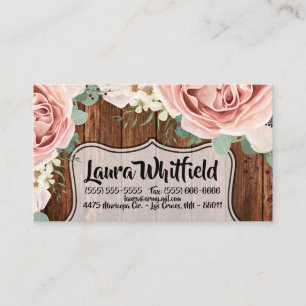 Business Card Geometric Garden Rose Barn Wood Coun