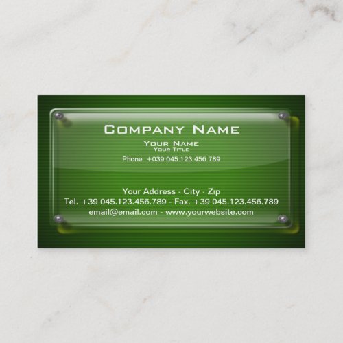 Business Card Glass Framework on Green Background