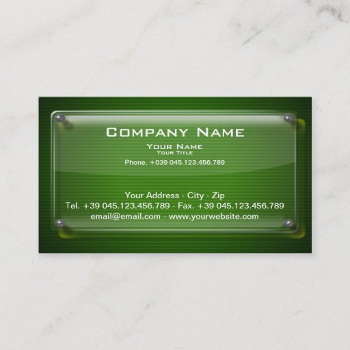 Customizable Business Card Glass Framework on Green Background