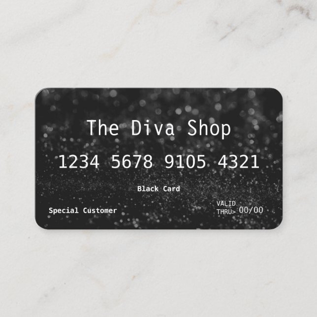 Business Card | Glitter Credit Card Black (Front)