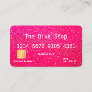 Business Card   Glitter Credit Card Pink