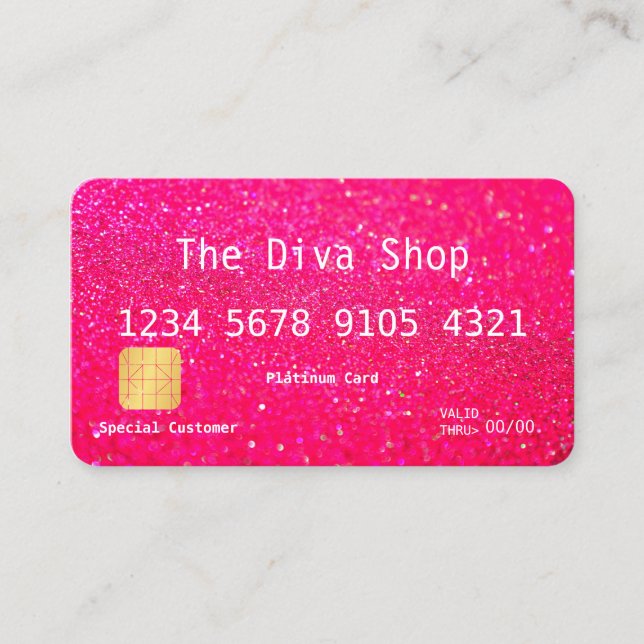 Business Card | Glitter Credit Card Pink (Front)
