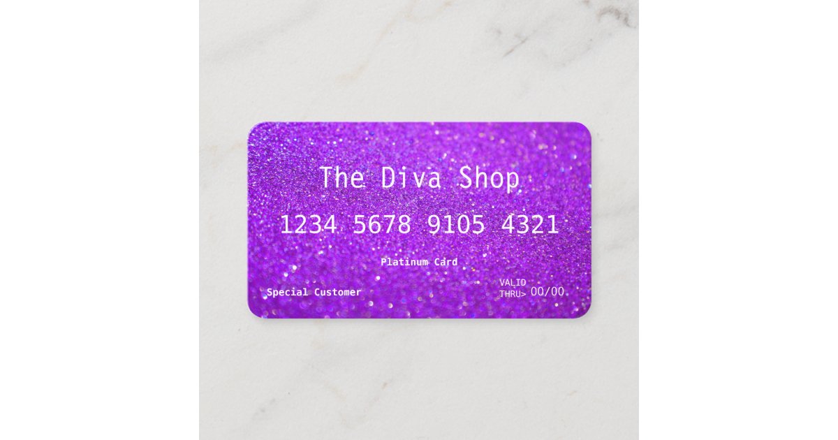 Business Card | Glitter Credit Card Purple | Zazzle.com