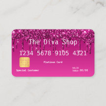 Business Card | Glitter Credit Card Purple Pink
